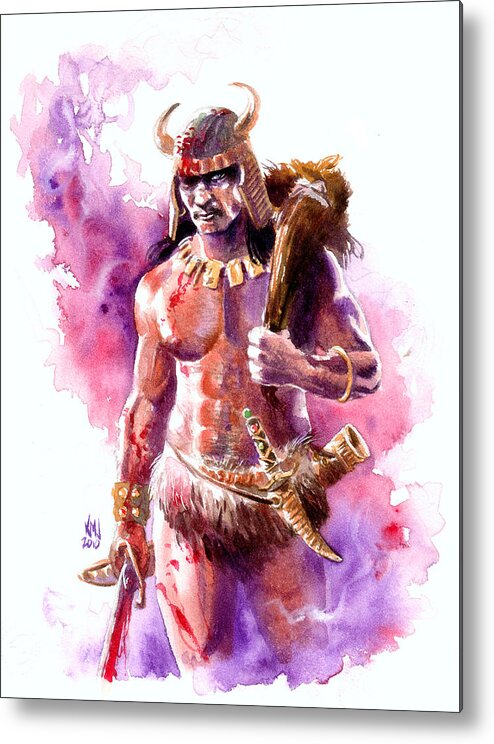 Conan The Barbarian Metal Print featuring the painting The Barbarian by Ken Meyer jr