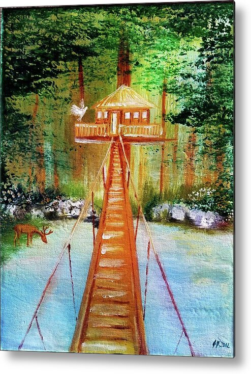 Jennifer Page Metal Print featuring the painting The Bridge by Jennifer Page