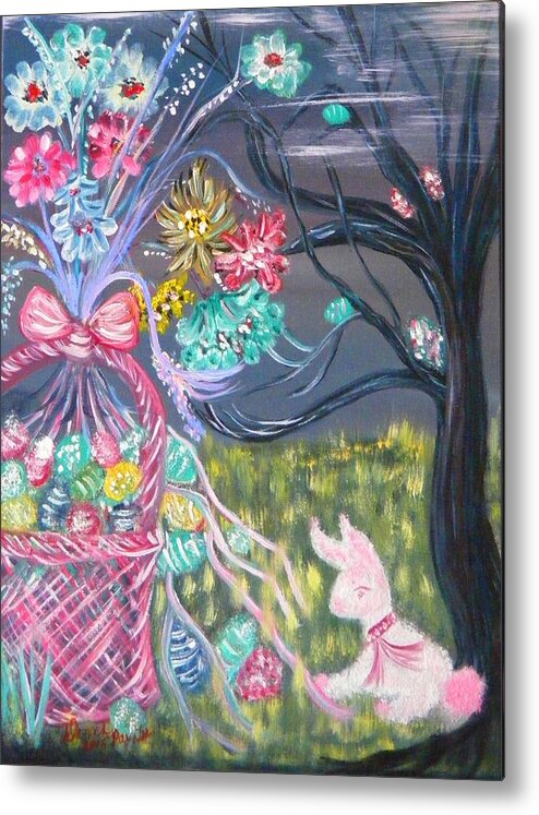 Children Series Metal Print featuring the painting The Bunny Tale by Donna Painter