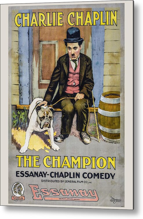 1915 Metal Print featuring the painting The Champion Chaplin Comedy by Vincent Monozlay