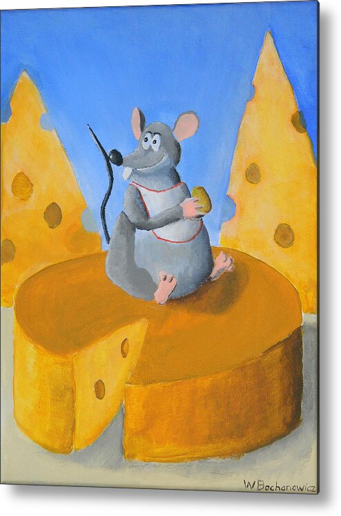 Cheese Rat Metal Print featuring the painting The Cheese Rat by Winton Bochanowicz