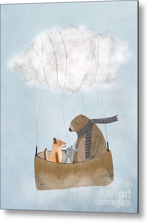Animals Metal Print featuring the painting The Cloud Balloon by Bri Buckley