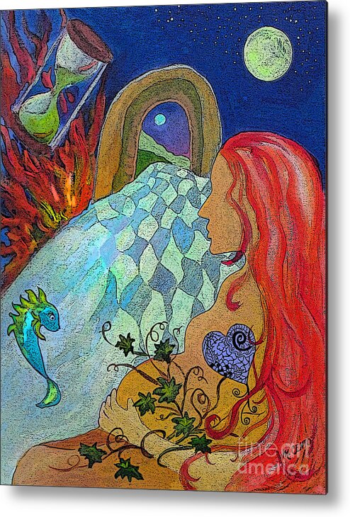 Figure Metal Print featuring the painting The Cycle by Mafalda Cento