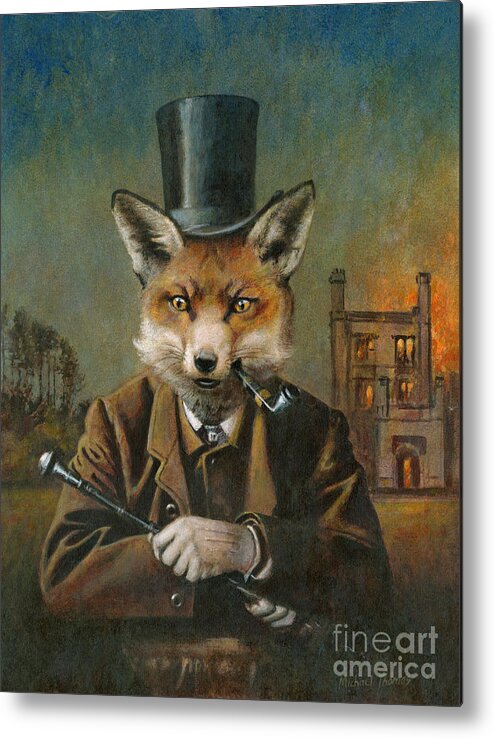 Fox Metal Print featuring the painting The Dapper Fox by Michael Thomas