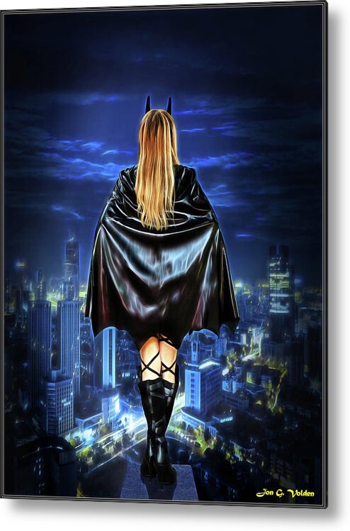 Bat Woman Metal Print featuring the photograph The Dark Defender by Jon Volden
