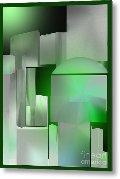 Abstract Metal Print featuring the digital art The Emerald City by John Krakora