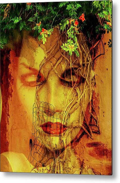 Face Metal Print featuring the photograph The face and the tree by Gabi Hampe
