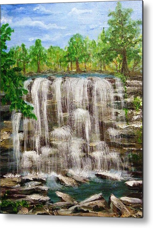 Acylics Metal Print featuring the painting The Falls by Peggy King