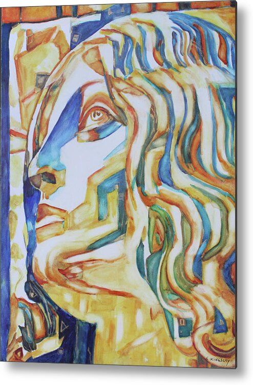 Watercolor Metal Print featuring the painting The Gaze - Inspired by Tullio Lombardo, 1460-1532 by Christiane Kingsley