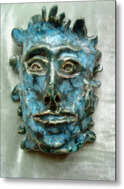 Green Man Metal Print featuring the ceramic art The Green Man by Paula Maybery