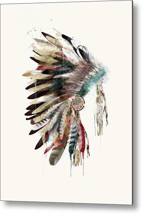 Headdress Metal Print featuring the painting The Headdress by Bri Buckley