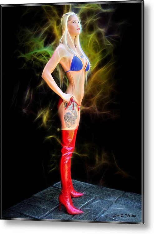Fantasy Metal Print featuring the painting The Heroine Stands Alone by Jon Volden
