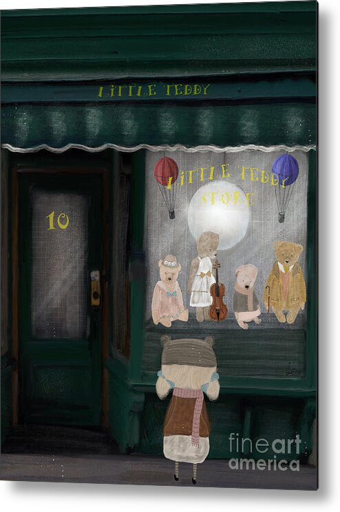 Teddy Bears Metal Print featuring the painting The Little Teddy Store by Bri Buckley