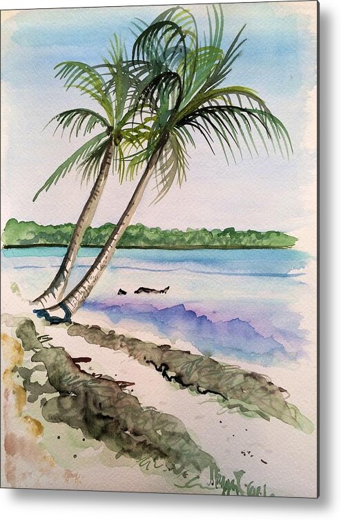 Palm Trees Florida Keys Metal Print featuring the painting The Love Palms by Maggii Sarfaty