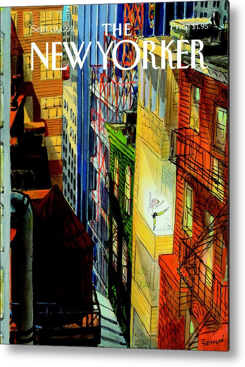 City Metal Print featuring the painting New Yorker September 20th, 1993 by Jean-Jacques Sempe