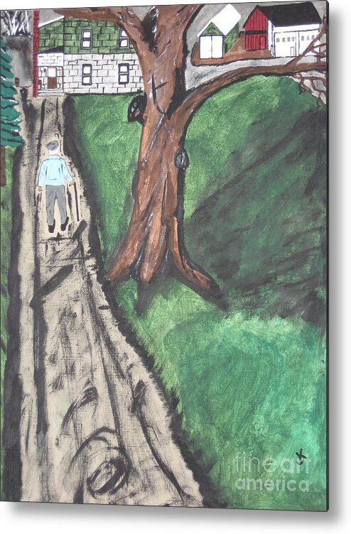 Tree Metal Print featuring the painting The Old Meat Cutter Griff by Jeffrey Koss