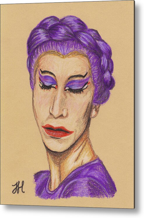 Drag Queen Metal Print featuring the drawing The Queen by Jean Haynes