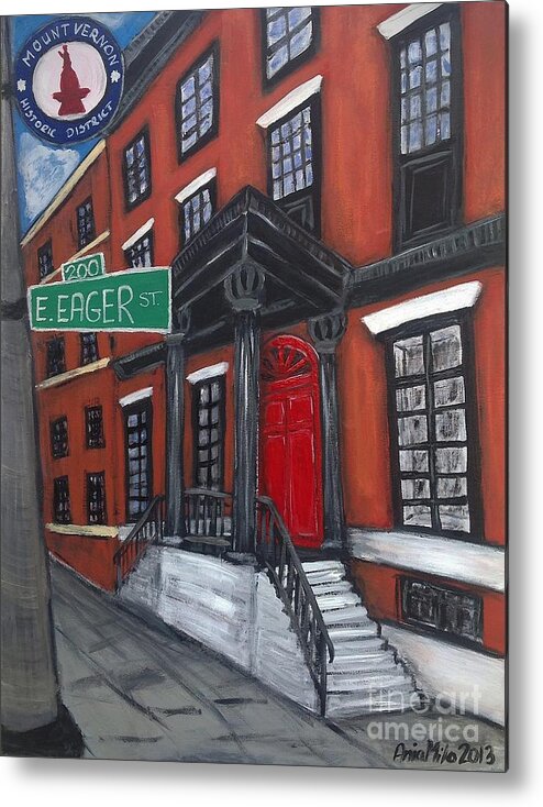 Baltimore Metal Print featuring the painting The Red Door by Ania M Milo