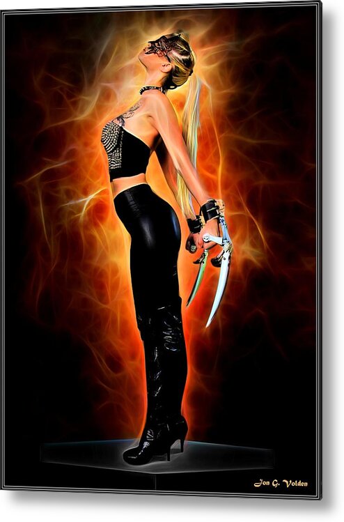 Fantasy Metal Print featuring the painting The Rise Of A Heroine by Jon Volden