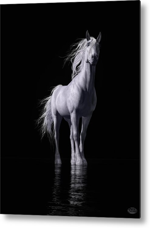 White Horse Metal Print featuring the digital art The White Horse by Daniel Eskridge