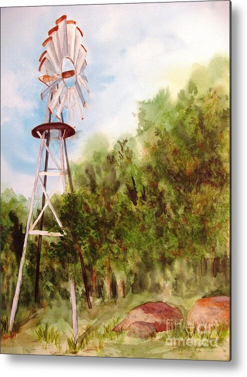 Windmill Metal Print featuring the painting The Windmill by Vicki Housel
