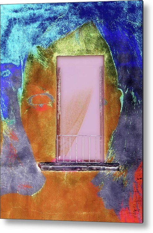 Window Metal Print featuring the digital art The woman and the pink window by Gabi Hampe