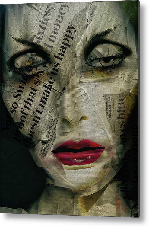 Woman Metal Print featuring the digital art The woman with the newspaper by Gabi Hampe