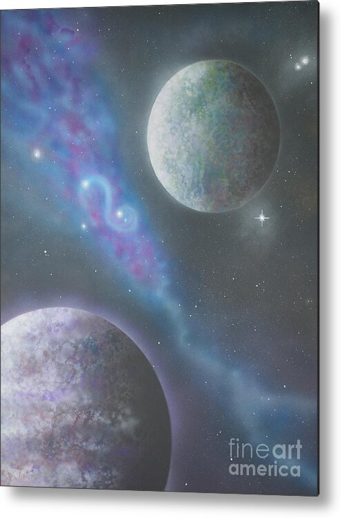 Planets Metal Print featuring the painting The World Beyond by Mary Scott