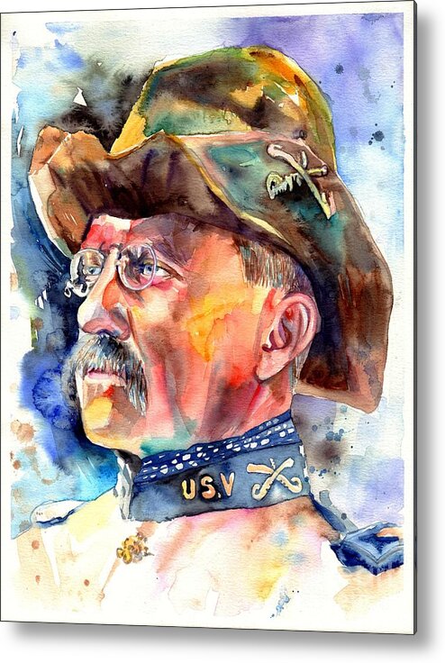 Theodore Roosevelt Metal Print featuring the painting Theodore Roosevelt painting by Suzann Sines