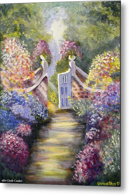 Flowers Metal Print featuring the painting Through the Garden Gate by Quwatha Valentine