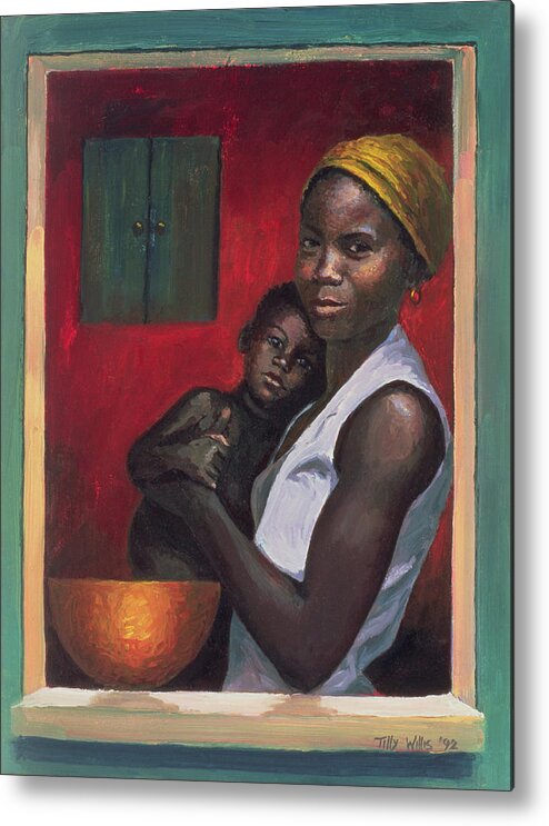 African Metal Print featuring the painting Through the Window by Tilly Willis