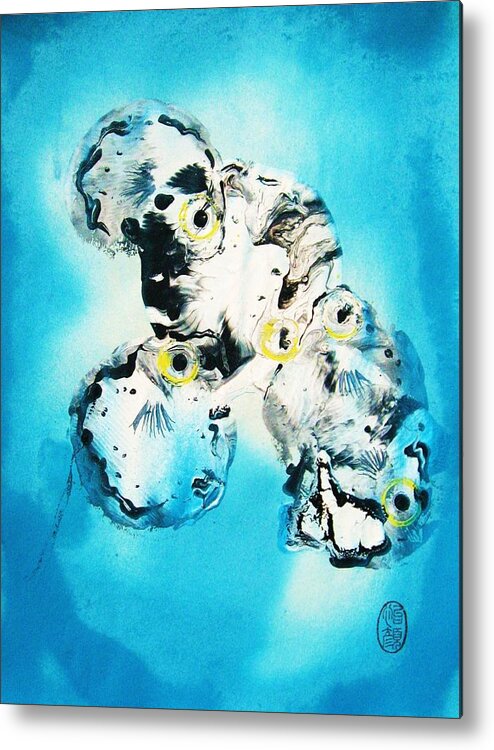 Original: Abstract Metal Print featuring the painting Tora Fugu's at forty fathoms by Thea Recuerdo