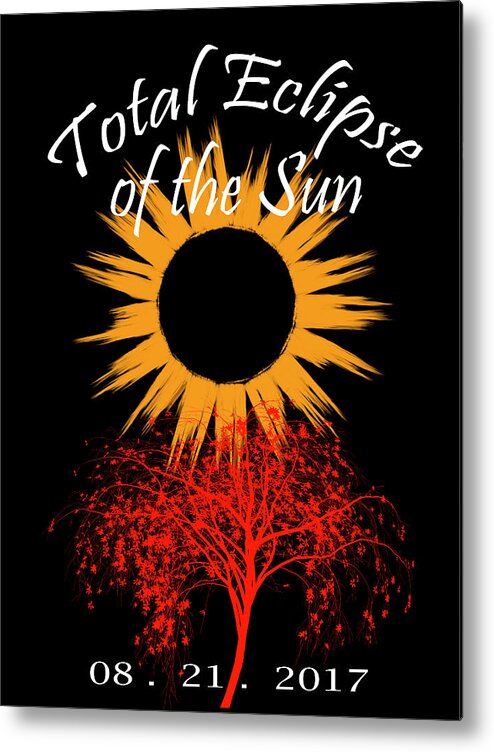 American Metal Print featuring the photograph Total Eclipse Art Sun and Tree on Black by Debra and Dave Vanderlaan