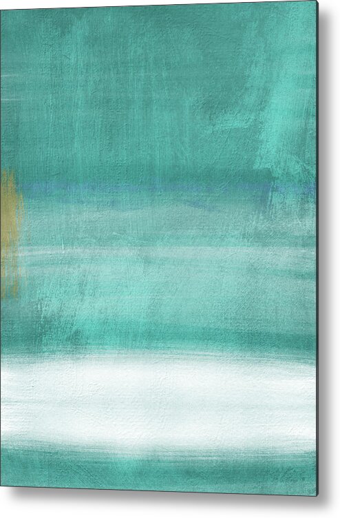 Abstract Metal Print featuring the mixed media Tranquil Horizon- Art by Linda Woods by Linda Woods