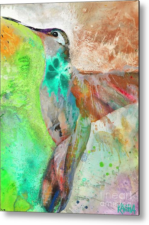 Hummingbird Metal Print featuring the painting Transparent by Kasha Ritter