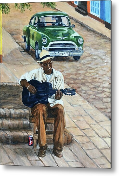 Guitar Metal Print featuring the painting Trinidad Musician #5 by Bonnie Peacher