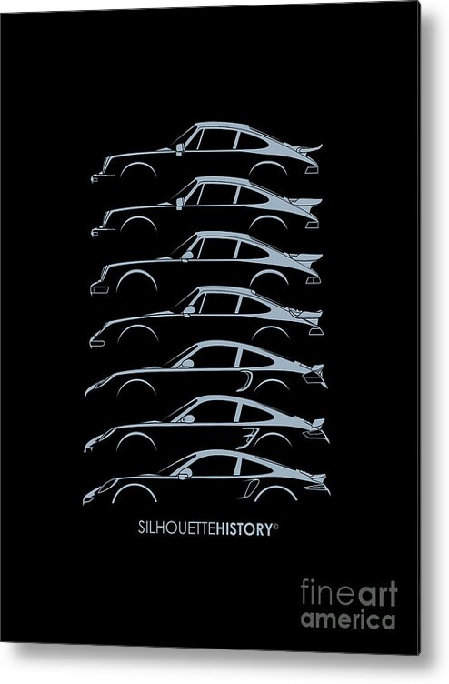 Sports Car Metal Print featuring the digital art Turbo Sports Car SilhouetteHistory by Gabor Vida