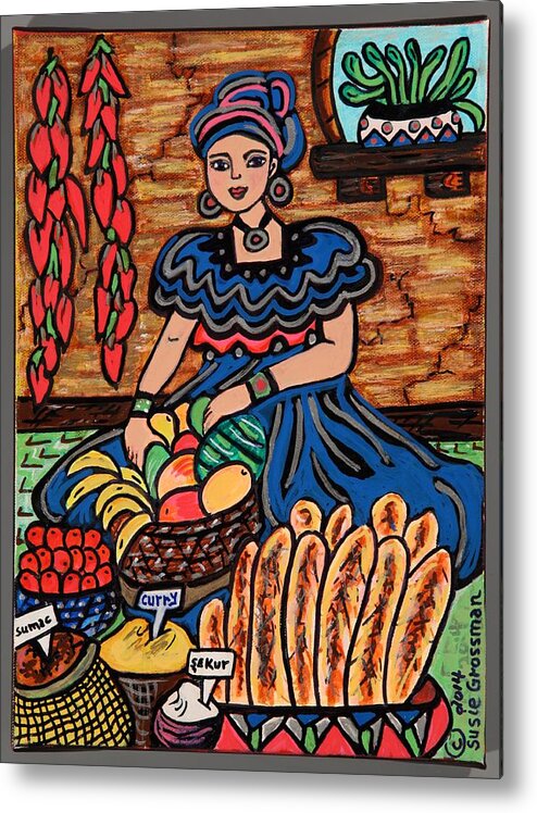 Red Peppers Metal Print featuring the painting Turkish Vendor by Susie Grossman