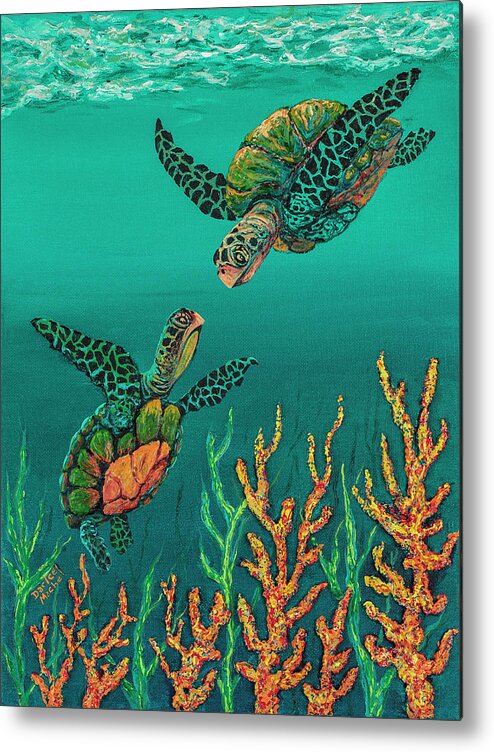 Animal Metal Print featuring the painting Turtle Love by Darice Machel McGuire