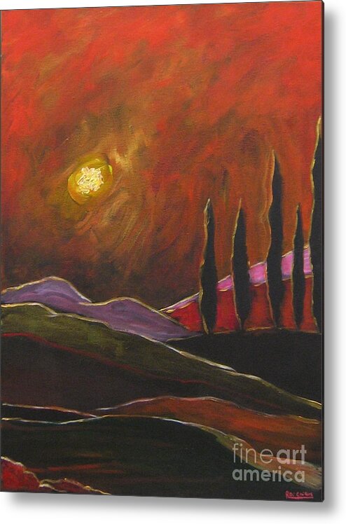 Angelica Dichiara Metal Print featuring the painting Tuscan Sunset Rage by Italian Art