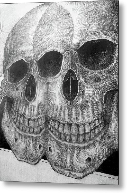 Graffiti Metal Print featuring the photograph Two Skulls ... by Juergen Weiss