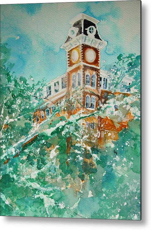 Architecture Metal Print featuring the painting Ice On Old Main 1 by Robin Miller-Bookhout
