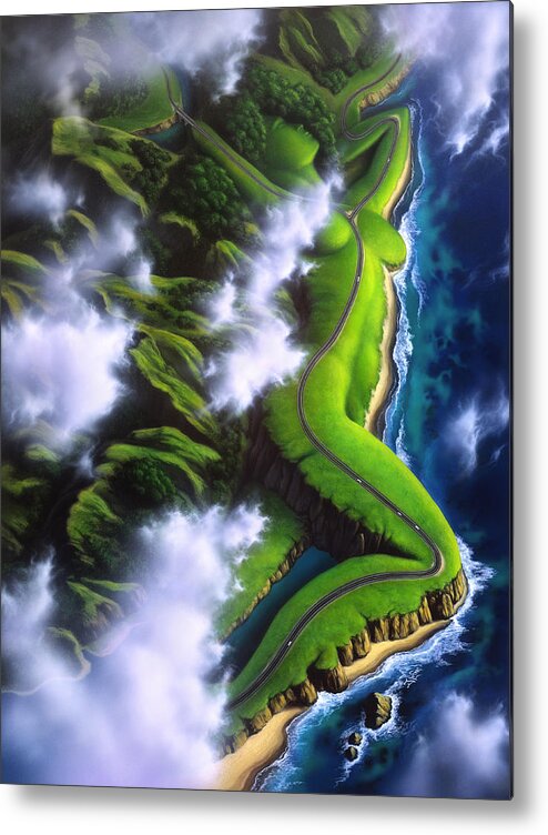 Coastline Metal Print featuring the painting Unveiled by Jerry LoFaro