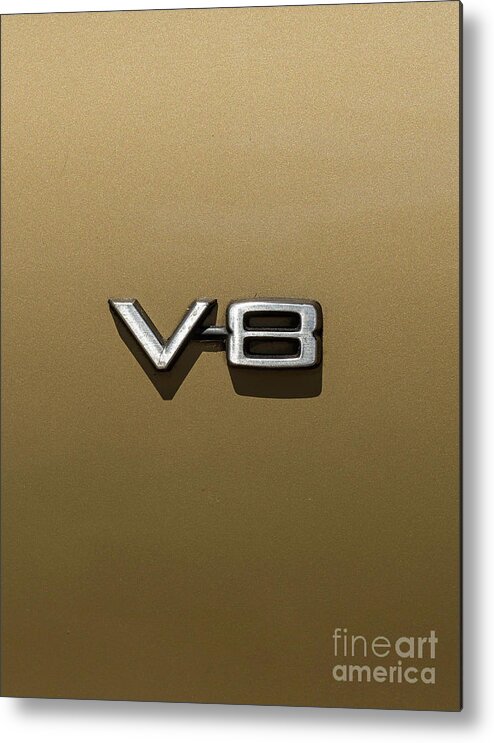 Auto Metal Print featuring the photograph V8 Sign by Les Palenik