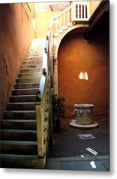 Architecture Metal Print featuring the photograph Venetian Stairway by Donna Corless