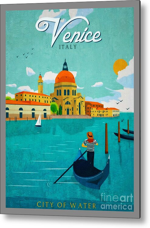 Venice Metal Print featuring the painting Vintage Veince - Travel Poster by Ian Gledhill