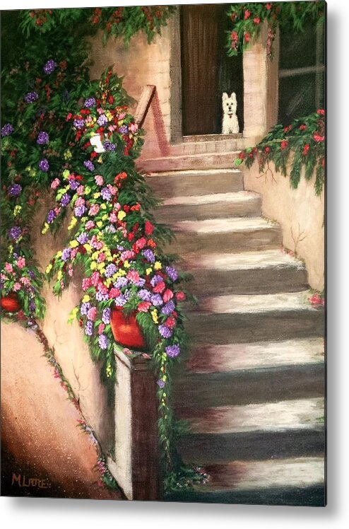 Flowers Metal Print featuring the painting Waiting Patiently by Marlene Little