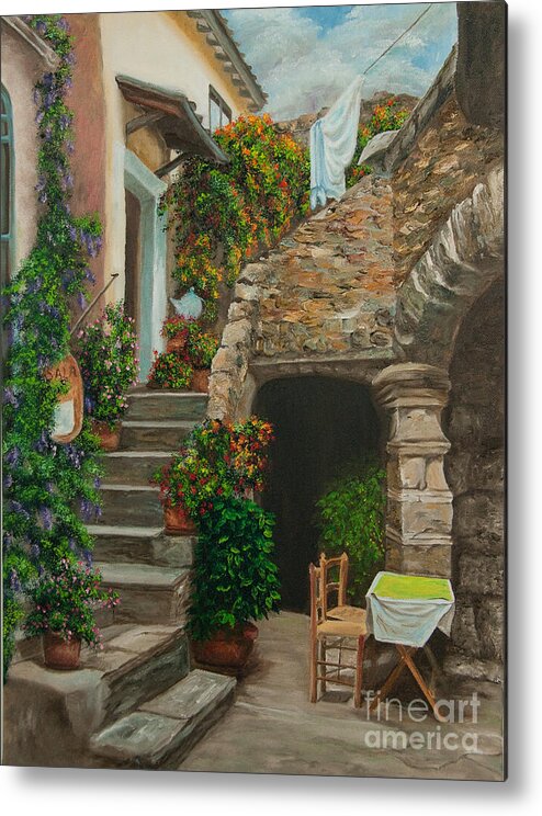 Italian Painting Metal Print featuring the painting Wash Day by Charlotte Blanchard