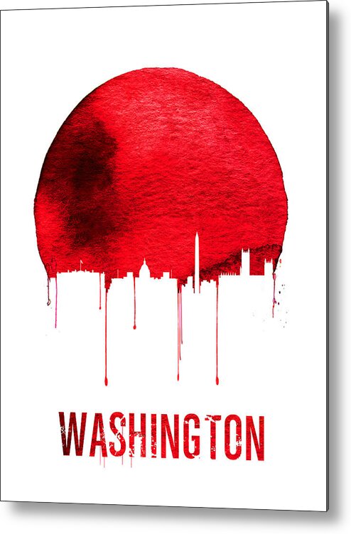 Washington Metal Print featuring the digital art Washington Skyline Red by Naxart Studio