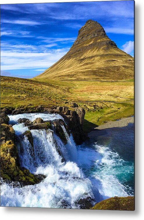Iceland Metal Print featuring the photograph Waterfall in Iceland Kirkjufellfoss by Matthias Hauser